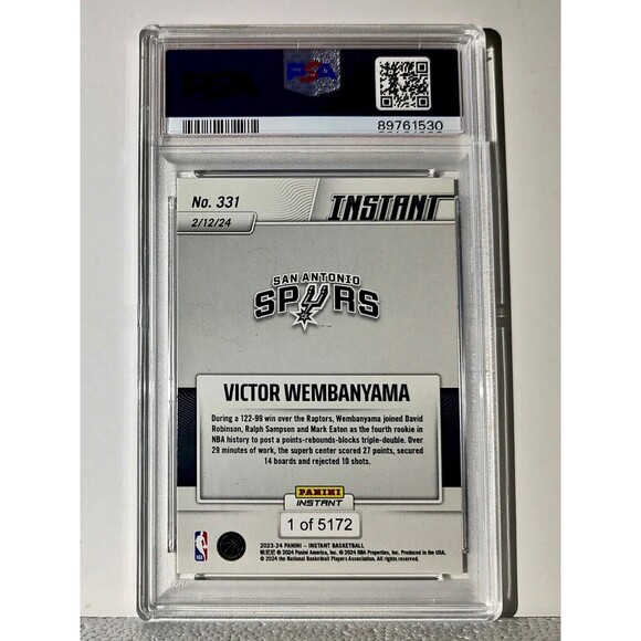 Victor Wembanyama 2023-24 Panini #331 NBA Rookie Card 1 of 5172 PSA 9 MINT - Picture 2 of 2
